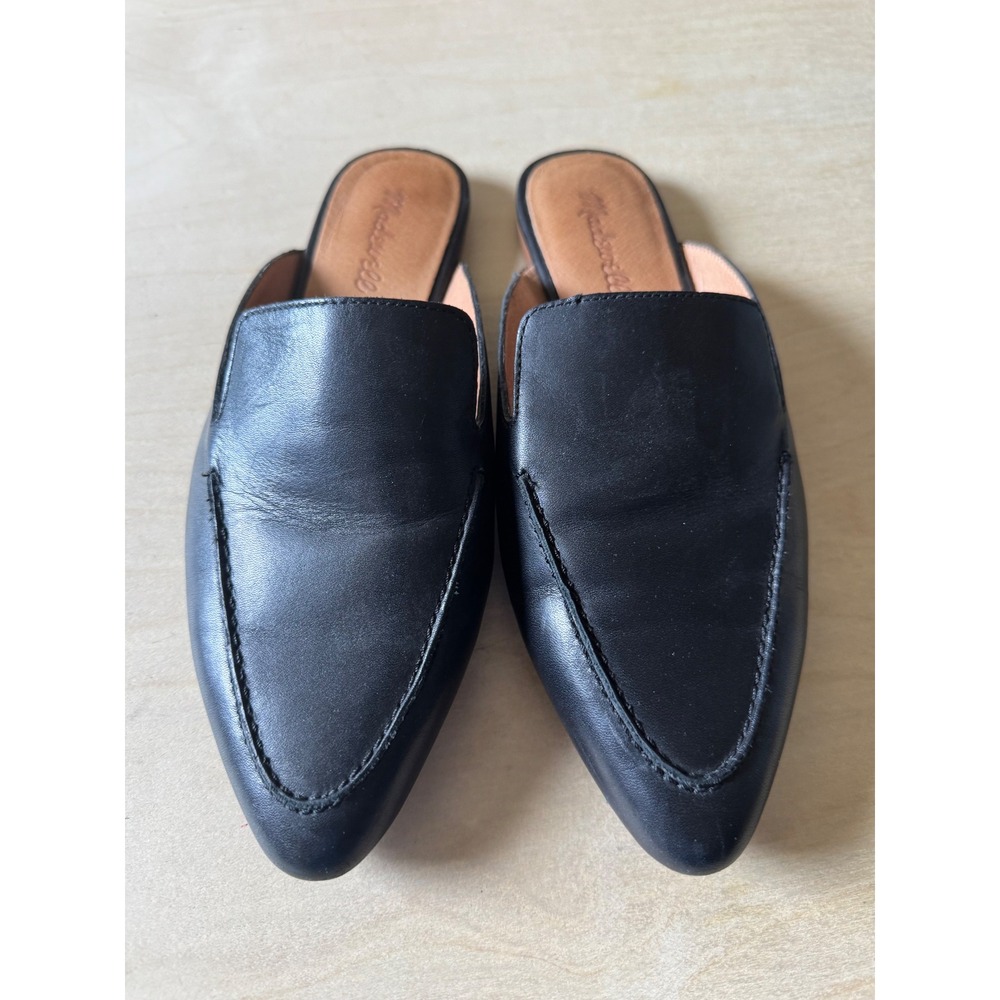 Madewell Frances Loafer Mules Black Leather Pointed Toe Slides AM193 Womens 8